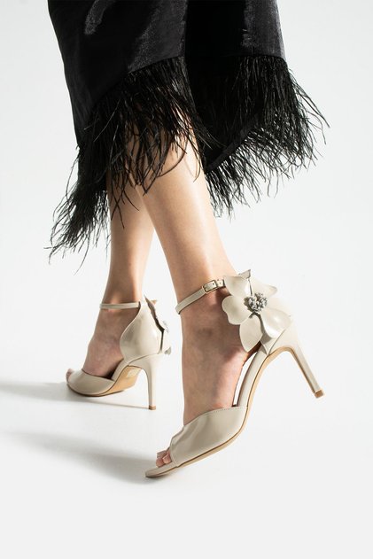 Women's Genuine Leather Evening Dress Shoes Beige