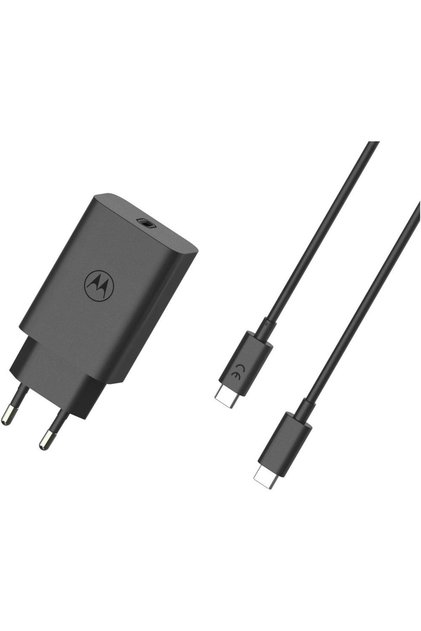 Захранващ адаптер Motorola TurboPower 68 GaN с 6.5A, USB-C кабел, черен