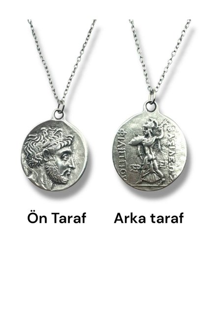 Büyük İskender ve Athena Figürlü Roma Para Kolye – Çift Taraflı – 1 Adet – Metal Kolye