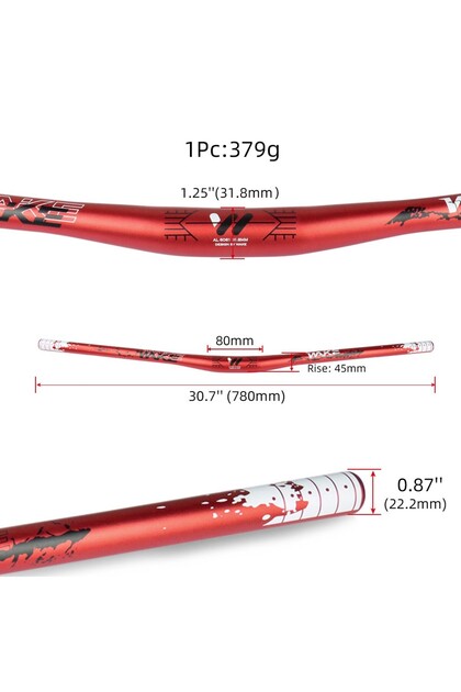 Asroya Wake Kırmızı Bisiklet Alüminyum Gidon 780mm 31,8mm Bisiklet