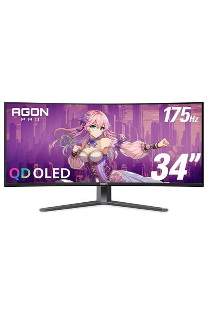 Monitor de gaming curbat AGON PRO QD-OLED de 34", 175Hz, 0.03ms, WQHD - Negru/Gri