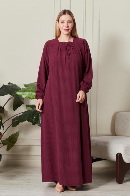 Women's Plus Size Seersucker Fabric Square Neck Dress