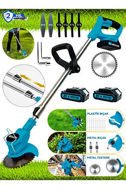 Graizer M-21 V Çift Akülü Çelik Şanzuman Ot Çim Çalı Diken Biçme