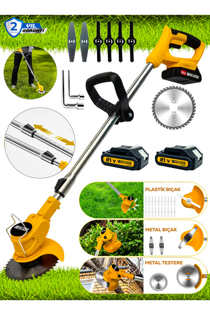 Graizer S-21 V Çift Akülü Çelik Şanzuman Ot Çim Çalı Diken Biçme