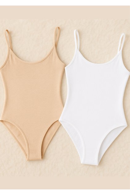 Women's Clothing Rope Strap Lycra Combed Cotton 2 Pieces Snap Fastener Body Ll.K60.O012.001