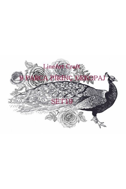 Lineart Rice Decopage Paper 9 Piece Set-019