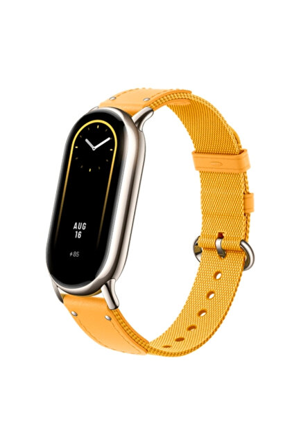 Каишка за Xiaomi Mi Band 8, найлон + кожа (жълта)