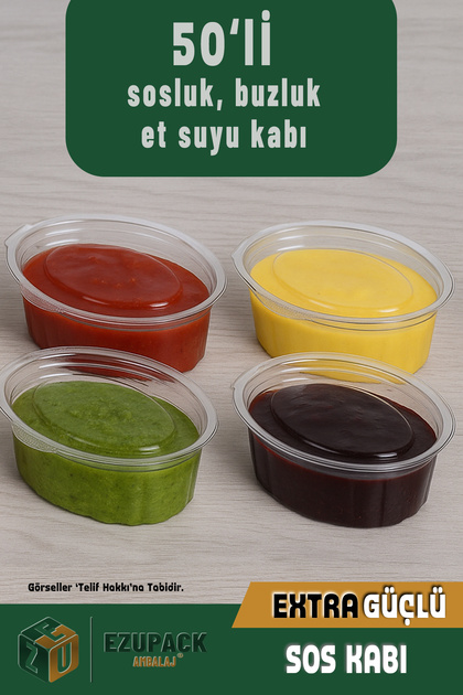 ASTOR AMBALAJ 50 Adet Sızdırmaz 80 ml Mini Saklama Kabı Sosluk