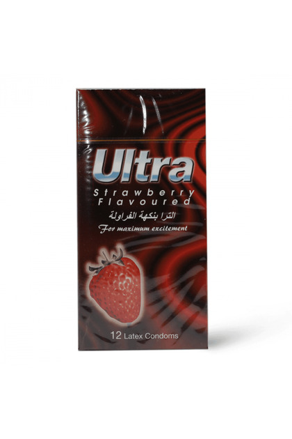 Ultra Strawberry Flavored Condoms - 12 Pieces
