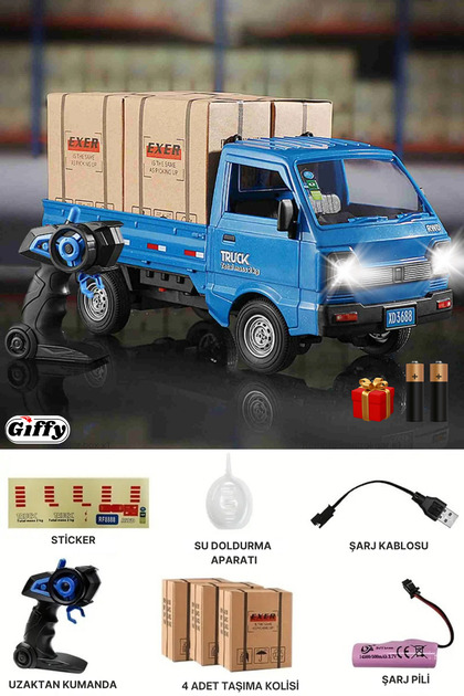 Oyuncak Uzaktan Kumandalı RC Kamyonet ,Yük Taşıma Aracı ,Sesli ,Işıklı ,Şarjlı,2.4 Ghz Araç