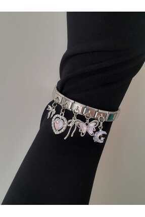 bijoux uniques Ay&Yıldız&Kurdele Figürlü 3lü Çelik İtalyan Charm