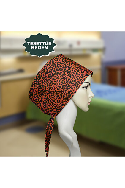 LEOPARLI DESENDoktor Hemşire Aşçı Cerrahi Bone Hastane Anne Bone Iş Bandanası Pamuklu Kumaş Lastikli