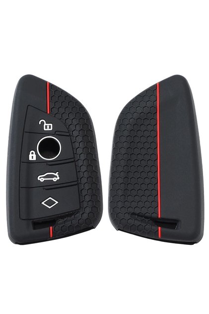 Bmw Compatible 1, 3, 5, 6, 7 Series, G32, G30, G20, G11, X1, X3, X5, X6, X7, Z4, m Patterned Silicone Key Cover (Black Red)