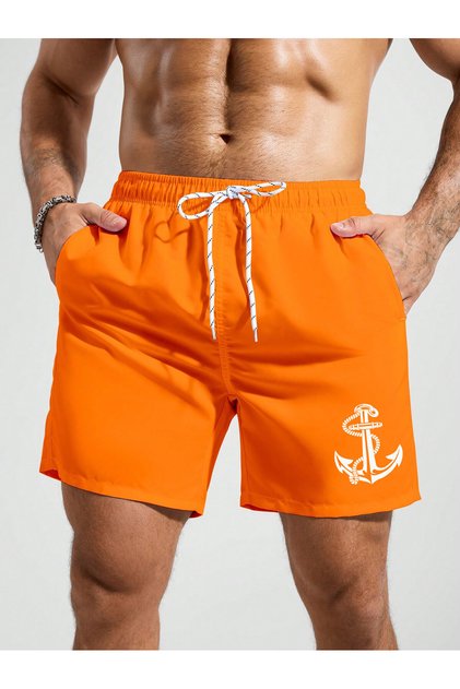 Orange Men's Basic Standard Size Swimwear Swim Shorts