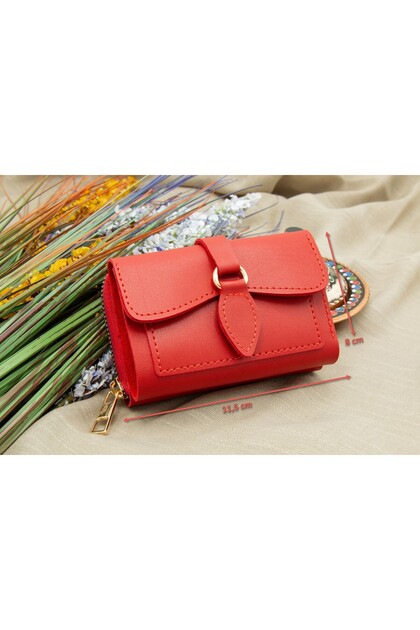 Defne Women's Wallet with Zippered Accordion Paper and Coin Compartment
