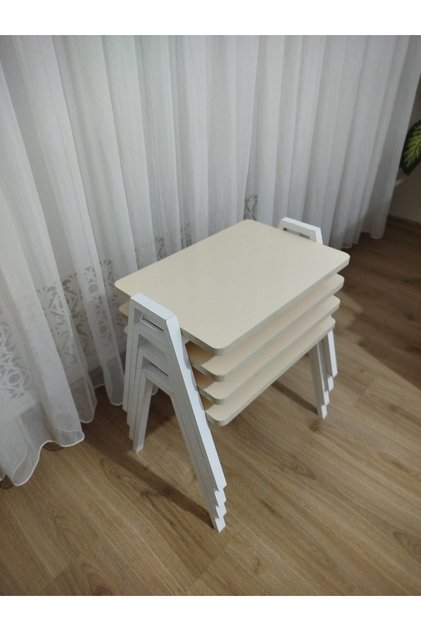 Zigon Sehpa 4'Lü Mermer Desenli Tepsi Model