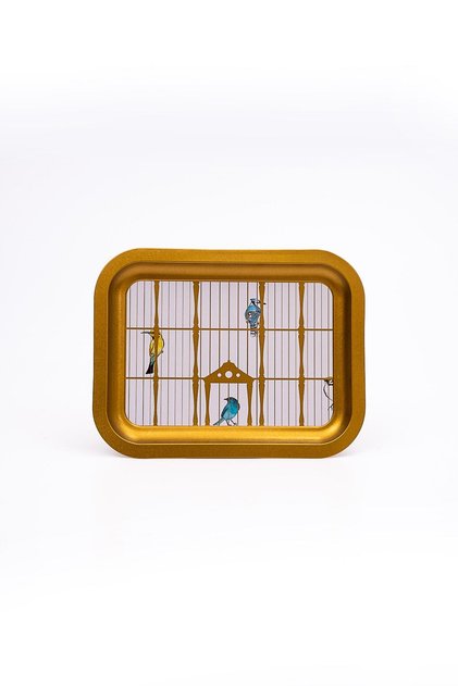 Ee161-t7 صينية مستطيلة منقوشة على شكل قفص طيور مقاس 23x31 سم