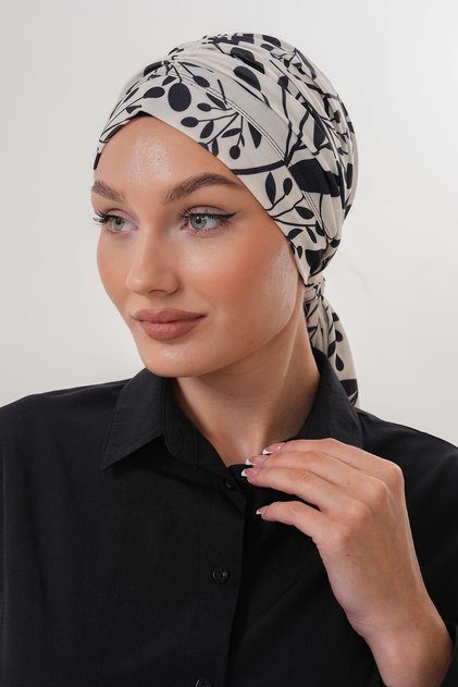 Patterned Buckle Bonnet Hijab Bonnet Daily Use Bonnet Shawl Scarf