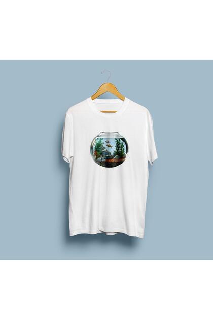 Oversize Aquarium and Fishes Design Unisex T-Shirt