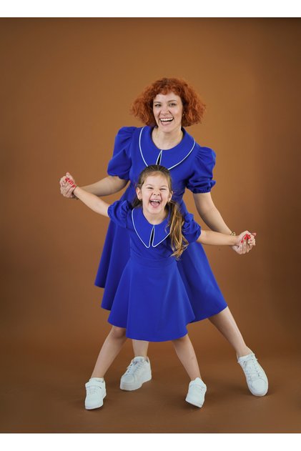 Eylül Elif Boutique Vintage Collar Crepe Fabric Mother Daughter Combination (Product Price Is 1 Piece)