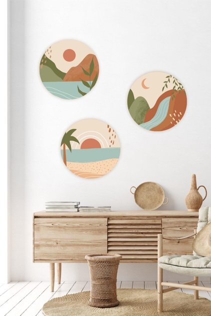 Bohemian Style 3-Piece Rounds Special Design Wall Sticker