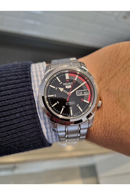 Seiko SEİKO- OTOMATİK Siyah Kadran Takvimli Çelik Bilezik 3 ATM Su