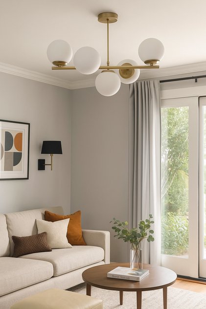 Roma Modern Tasarım Salon Yemek Odası Mutfak Eskitme Renk Beyaz Camlı Sıralı 5 Li Avize