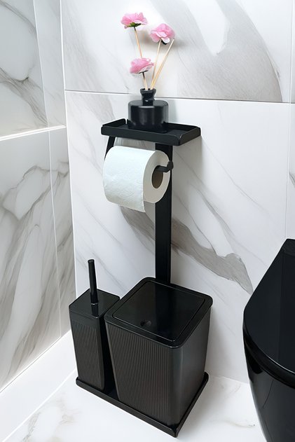 3'ü 1 Arada Banyo Seti Tuvalet Kağıtlık, Çöp Kovası Ve Tuvalet Fırça Takımı