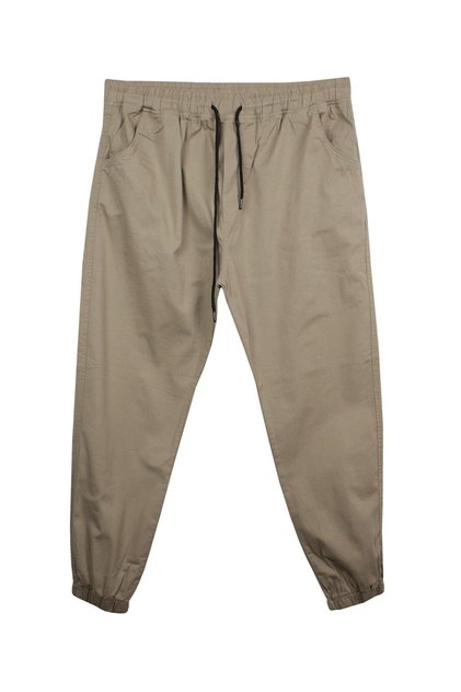 Elastic Leg Lace-Up Oversized Gabardine Trousers Beige Suitable for Men 118 -156 Kilos