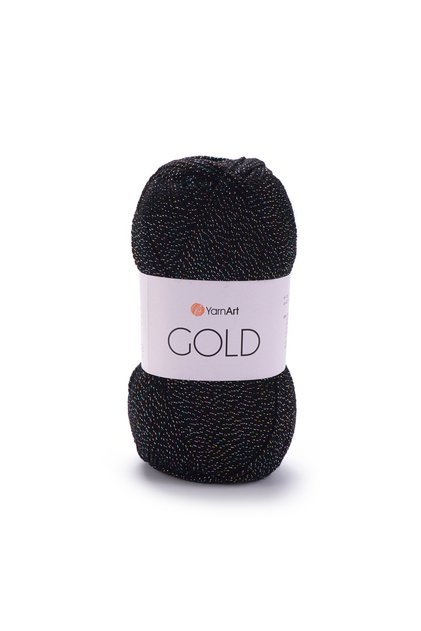 Gold - Glitter Hand Knitting Thread Black-colored Glitter-9034