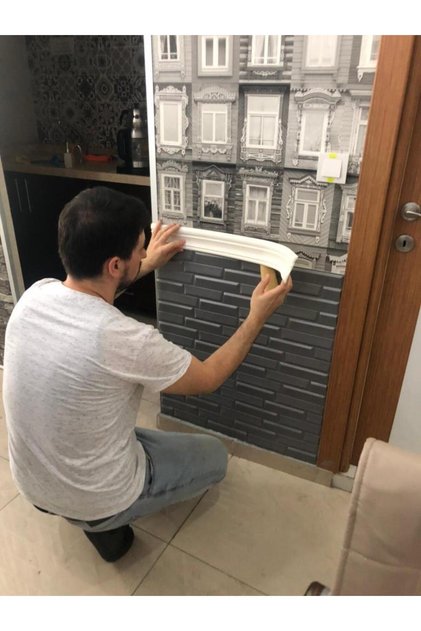Kırık Beyaz 8cm-110cm 4 Adet Yapışkanlı Çıta Çerçeve Esnek Süpürgelik