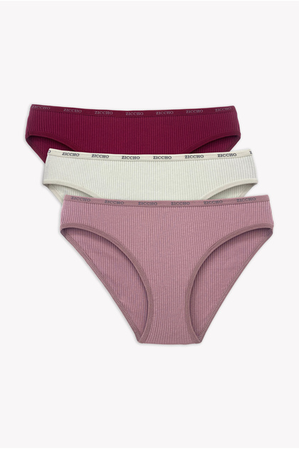 Pack of 3 Ribbed Cotton Fabric Panties Set