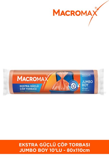 Ekstra Güçlü Çöp Torbası Jumbo Boy 80x110 Cm, Soft Kokulu 10 Adet