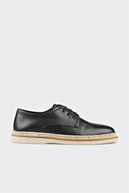 Black Leather Men's Casual Shoes
