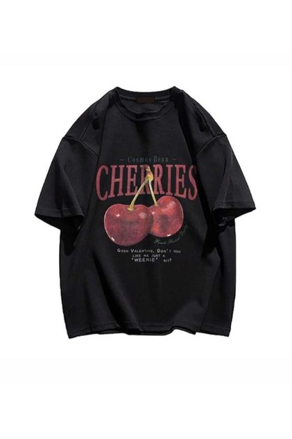 Red Cherries Printed Oversize Unisex Tshirt
