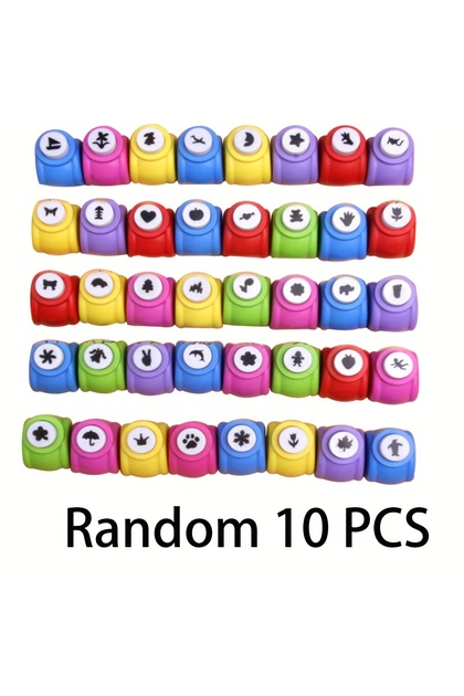 10pcsminiyahuasuiji Random 10 Piece Mini Embossing Punch Set, Mixed Colors, Creative Portable Paper