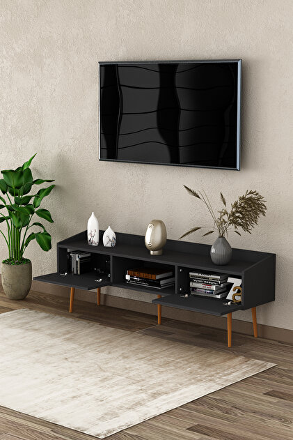Asra Trend Modern TV Ünitesi %100 MDF Kapaklı Ayaklı Televizyon