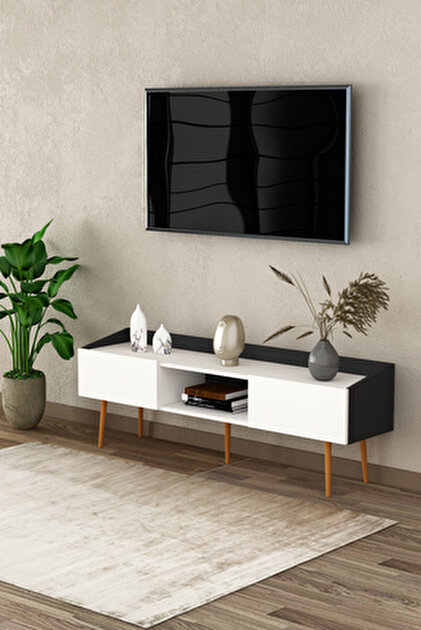 Asra Trend Modern TV Ünitesi %100 MDF Kapaklı Ayaklı Televizyon