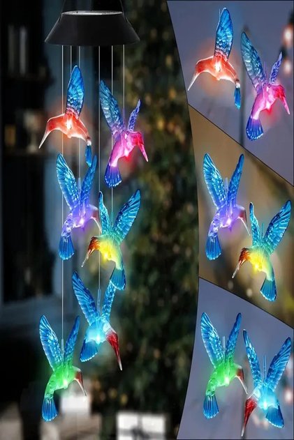 6 Ledli Uçan Kuş Tasarımlı Solar Güneş Enerjili Dekoratif Bahçe Çardak Ağaç Led Aydınlatma Süsleme