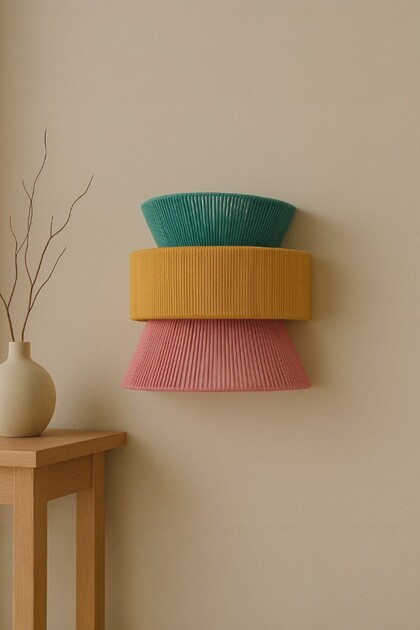 Colorful Drawstring Wall Sconce, Bohemian Style Handmade Light Decor, Decorative Lighting Product, 33 cm