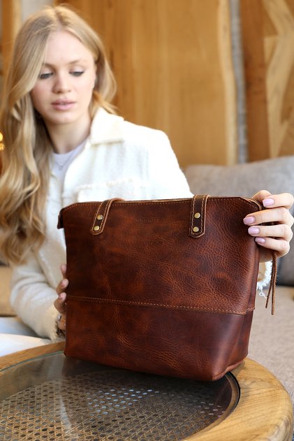 Tote Bag Medium Genuine Leather Women's Shoulder Bag.Birthday&Mother's Day&Valentine's Day Gift
