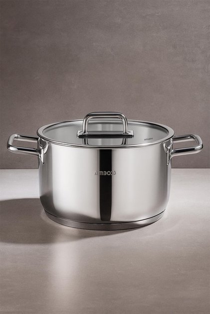 Nova Stainless Steel Deep Pot with Glass Lid 26X15 cm