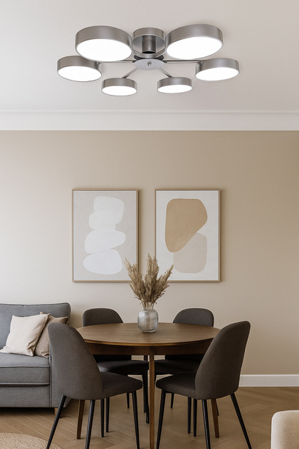 Güneş Modern Tasarım 6lı Led Avize Enerji Tasarruflu 3 Renk Işık Salon Yatak Odası Yemek Odası