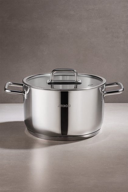 Nova Stainless Steel Deep Pot with Glass Lid 28X16 cm