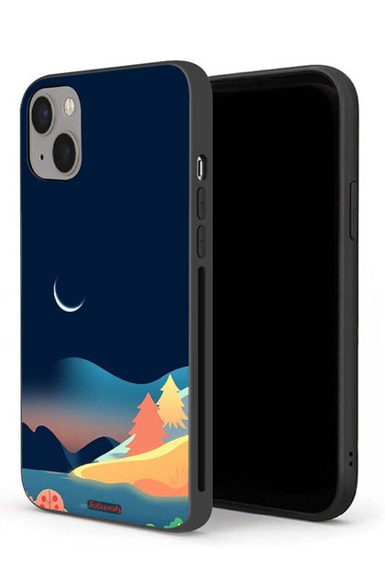 جراب حماية لجهاز Apple iPhone 13 mini برسم تجريدي للقمر