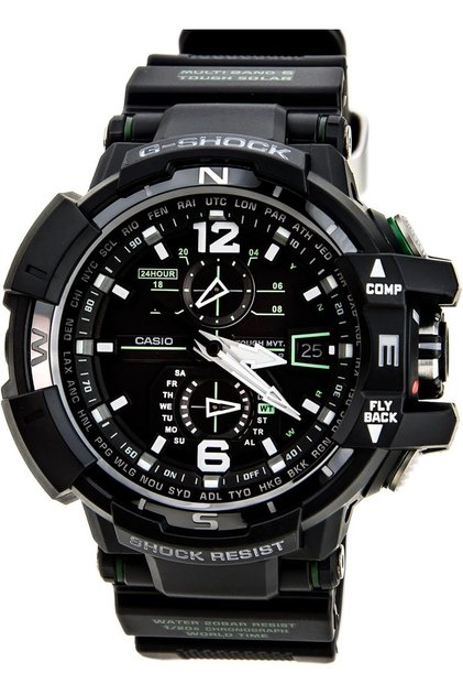 Aviation Model GWA1100-1A3, Analog, Black Dial, Black Resin Strap, for Men