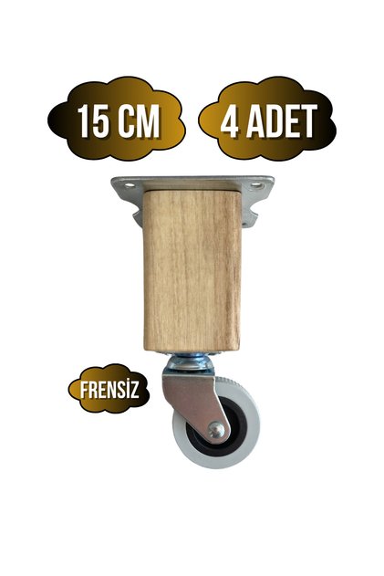 Kale Wooden Wheel Leg Furniture Table Cabinet Wheel Leg (Without Brake)(15cm)(Walnut Tree)(4 Pcs)