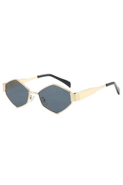 Ochelari de soare dama, model in forma de romb, protectie UV400, rama metalica, Tessero, auriu