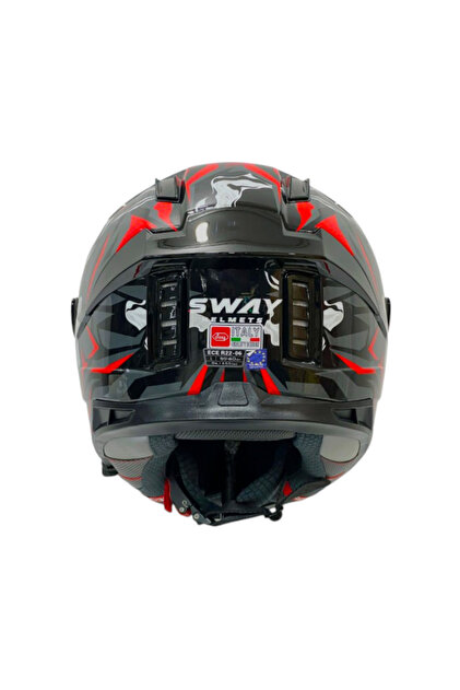 Sway SW 868 Cannibal Black Grey Red Güneş Vizörlü Full Face