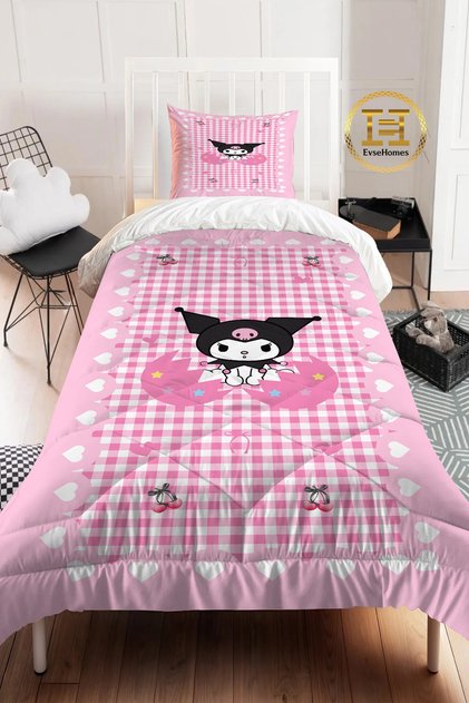 Pink Kuromi Quilt Set (Quilt - Pillow Cover)